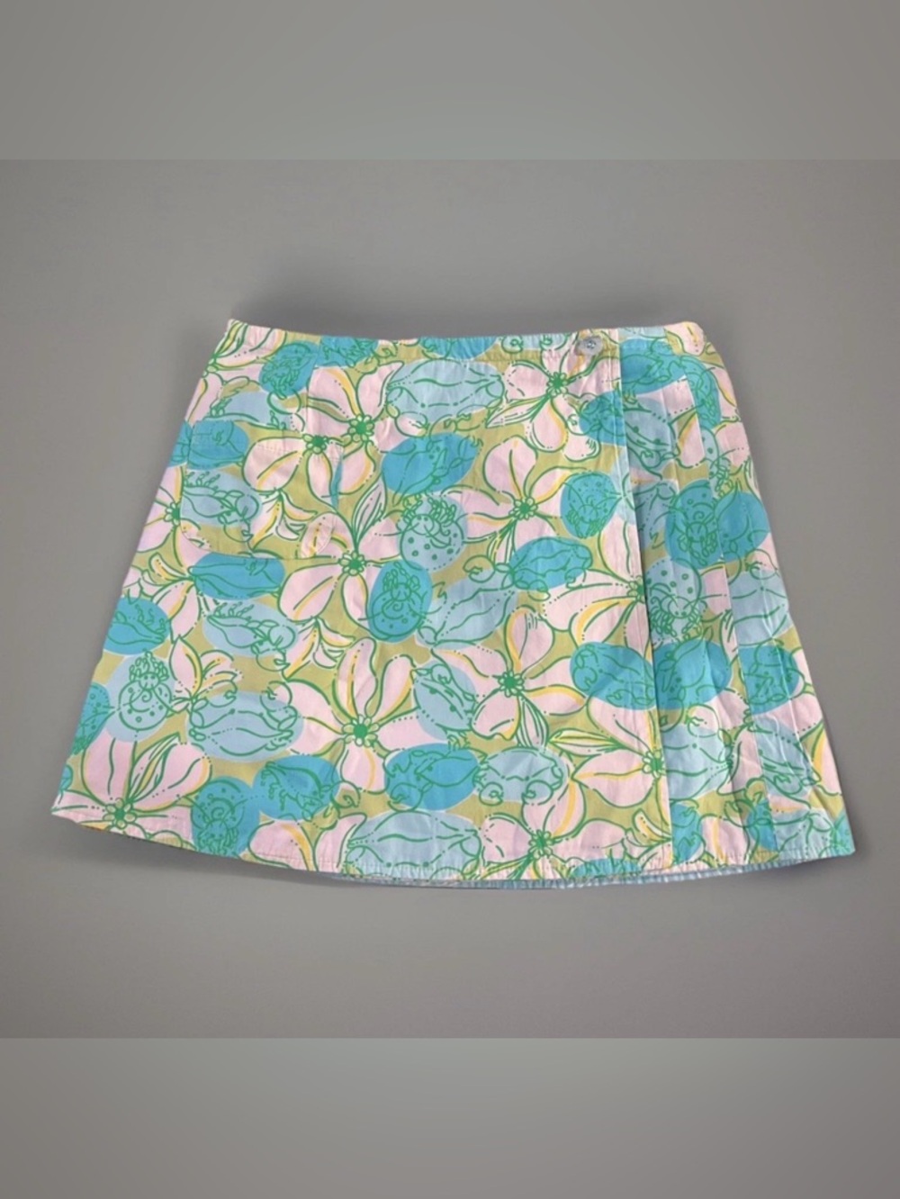 Lilly Pulitzer Pastel Floral Mini Skirt - Pink, Aqua & Lime reversible wrap